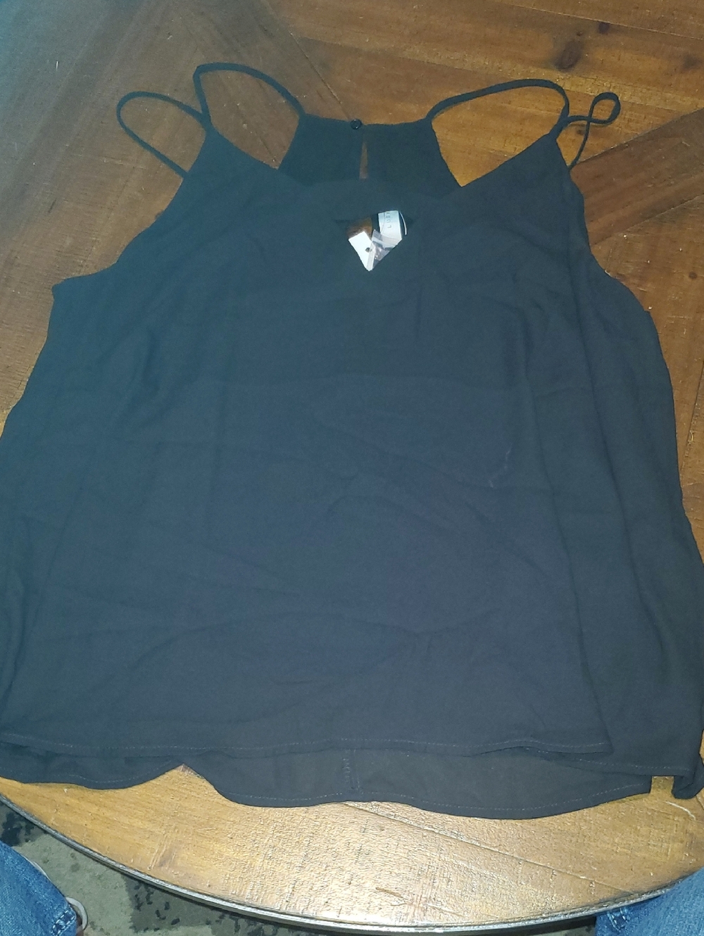 Lush Black Double-Strap Chiffon Camisole Top